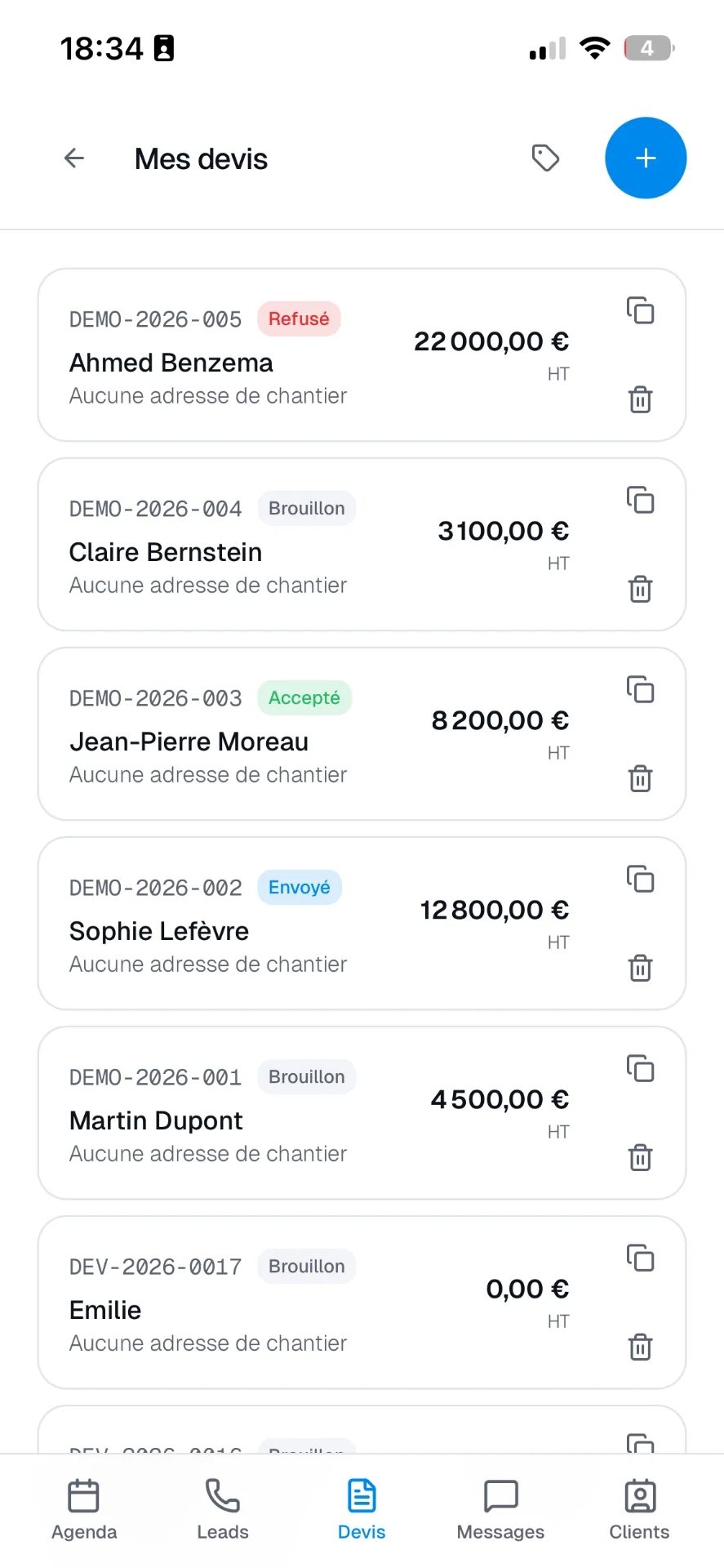 Envoyez au client